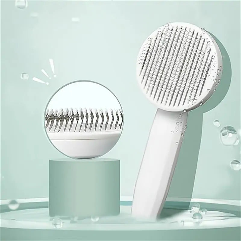 Soft Bristle Self-Cleaning Press Pet Hair Comb Brush