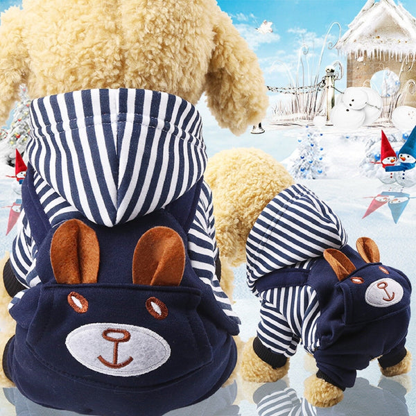 Hoodie Style Striped Cat Winter Clothes