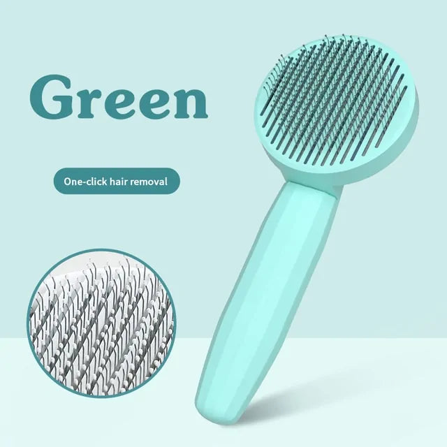 Soft Bristle Self-Cleaning Press Pet Hair Comb Brush