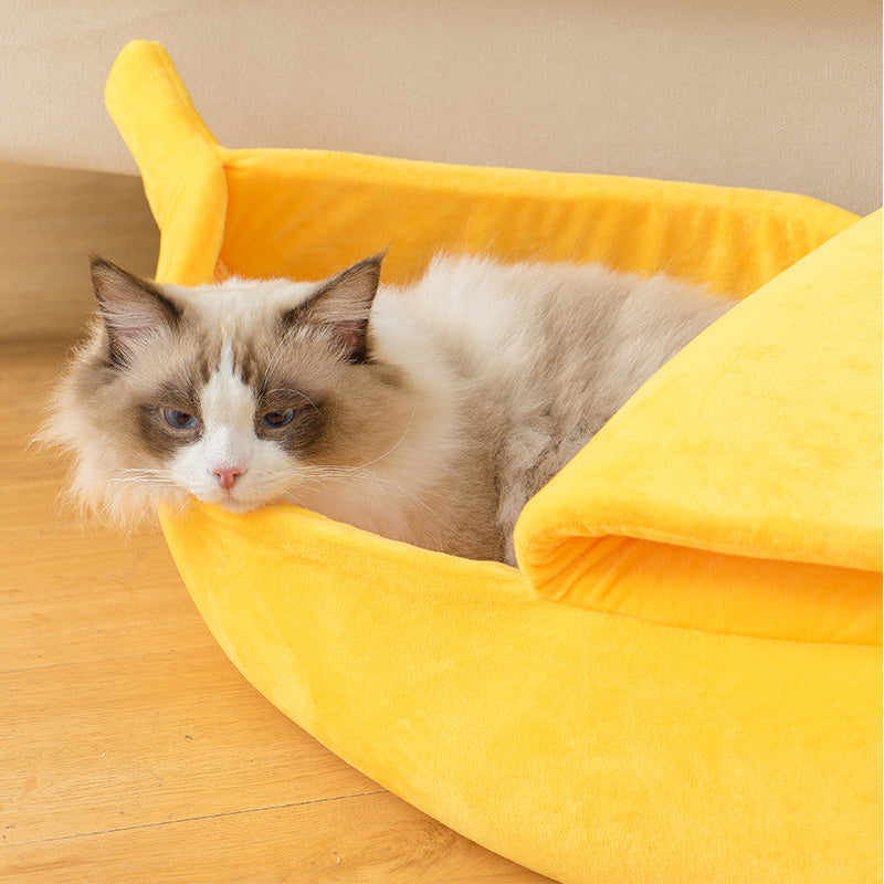 Funny Banana Boat Cat Bed House