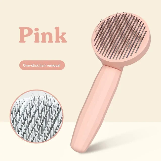 Soft Bristle Self-Cleaning Press Pet Hair Comb Brush