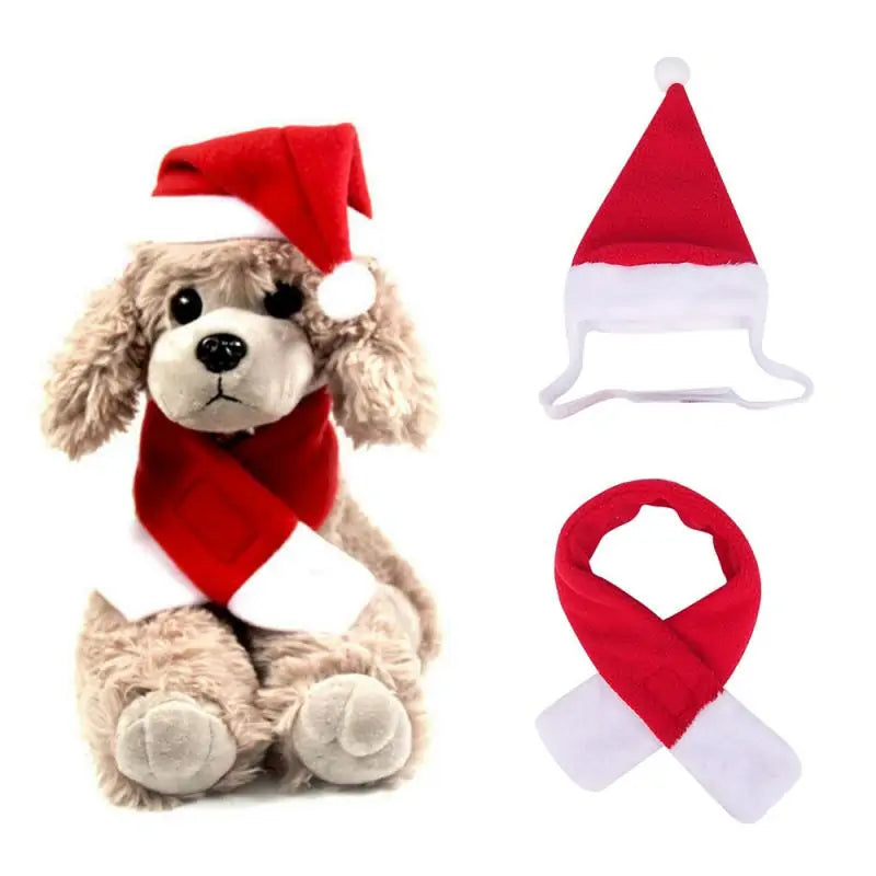 Pet Christmas Clothes Holiday Decor Cosplay Reindeer and Santa Scarf & Cape Outfits